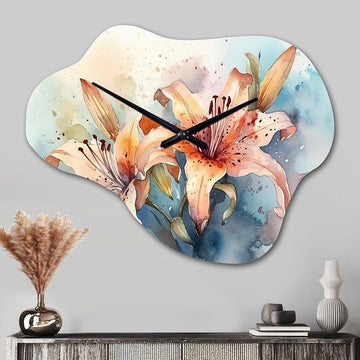 Orange Lily Symphony I - Asymmetric Metal Wall Clock